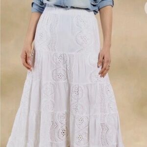 Sundance White Eyelet Tiered Maxi Skirt-NWT